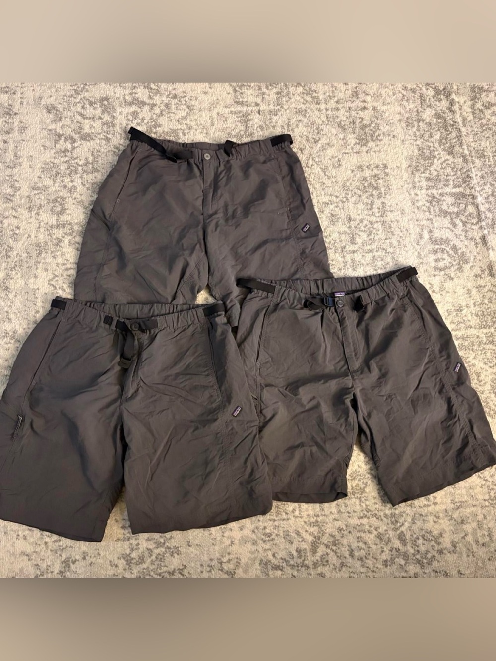 Men’s Large Patagonia Grey Hiking Shorts
3 pairs of shorts as seen in pic 1